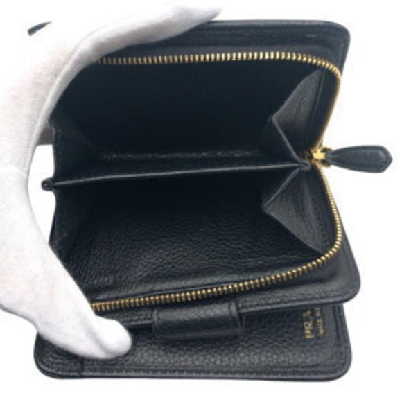 PRADA Black Leather Bifold Wallet Folding - Picture 7 of 9